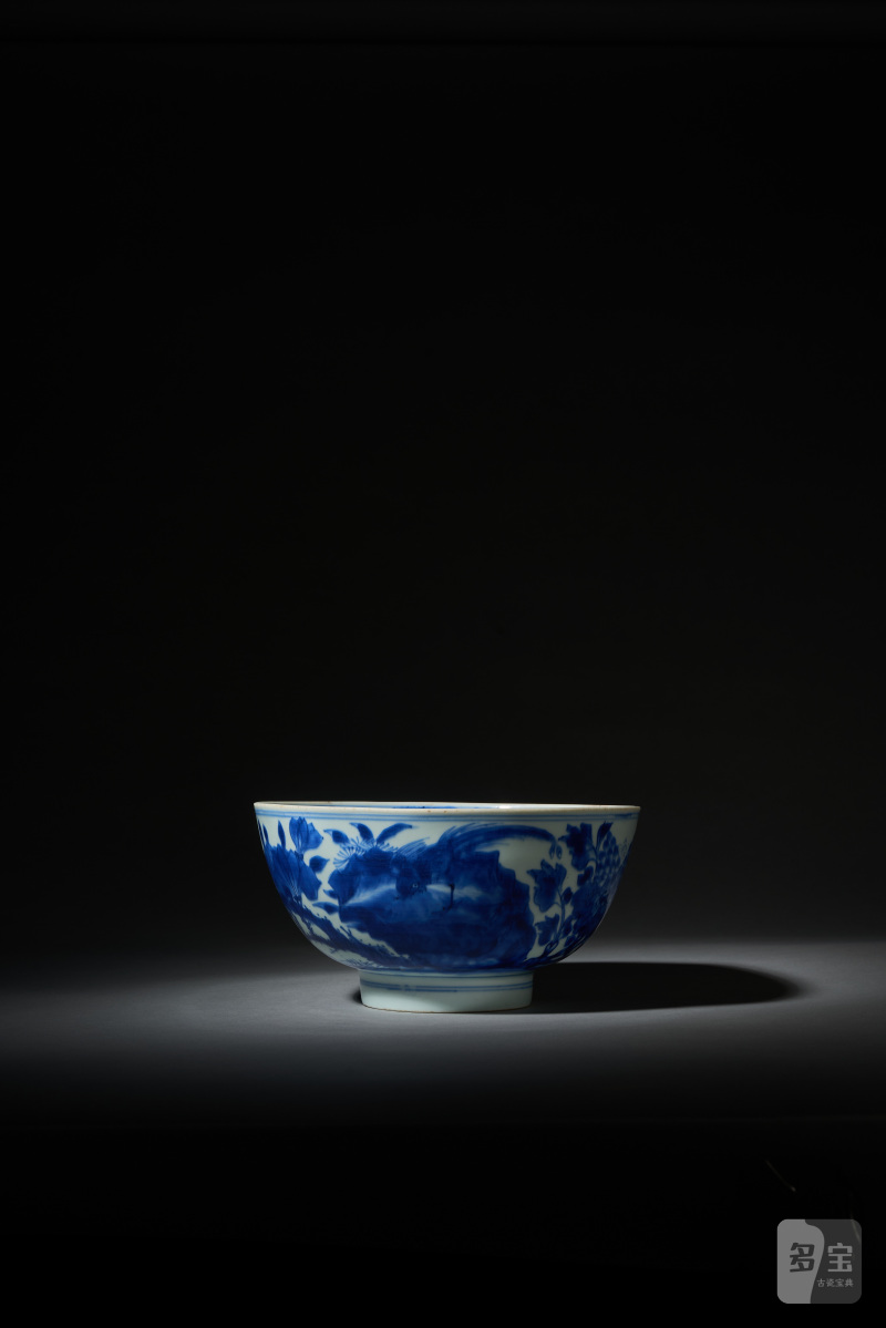 清康熙 青花锦鸡牡丹纹大碗 - 图2
